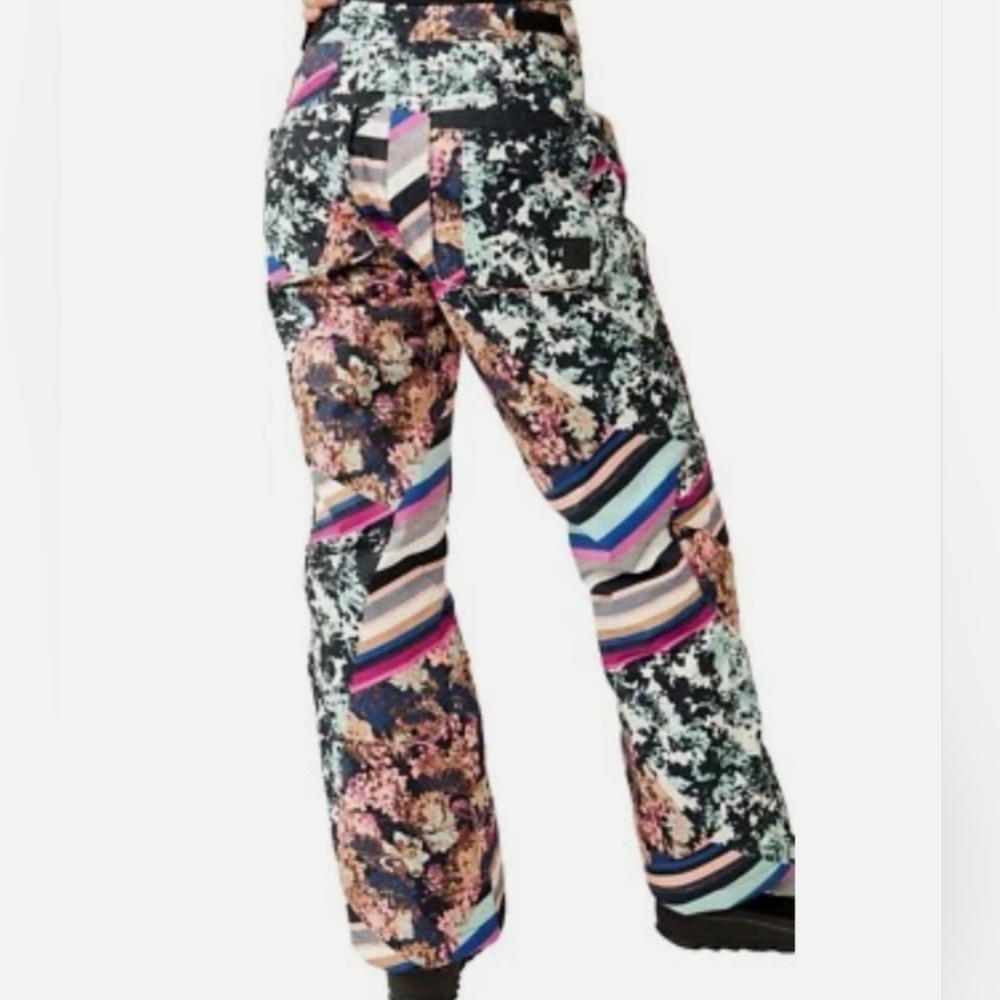 Free People FP Movement Bunny Slope Printed Ski Pants Black Diamond Womens
